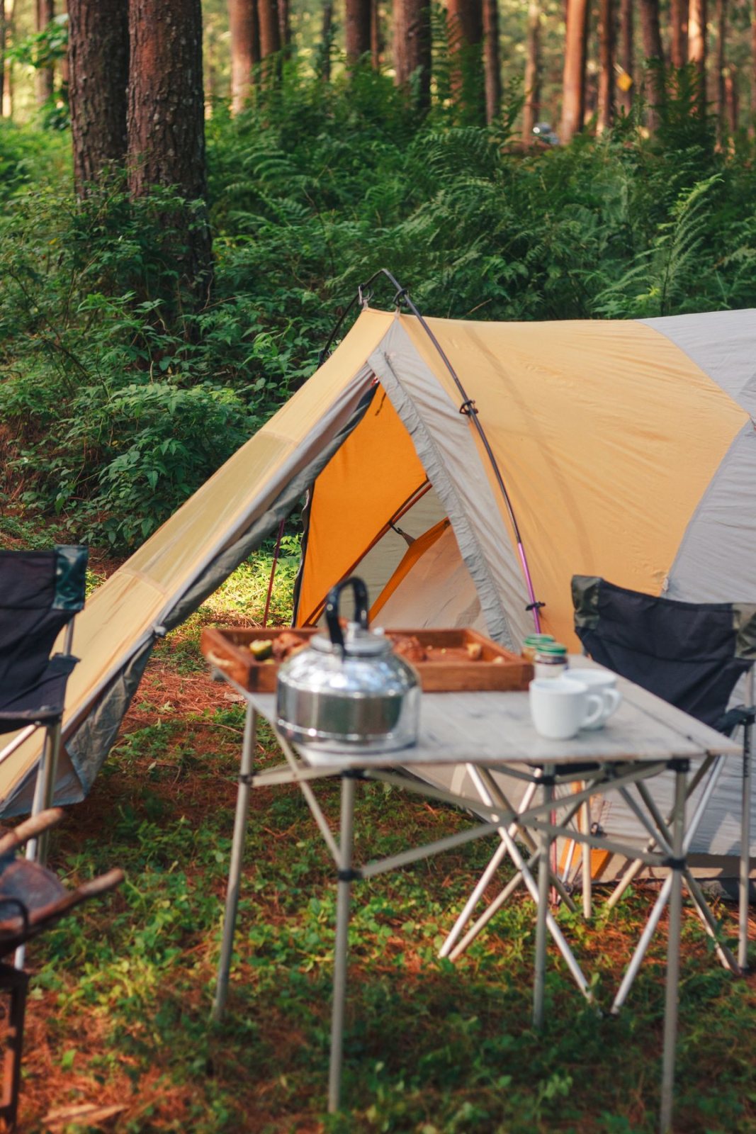 Equipo de camping completo: carpa, mesa y 4 sillas